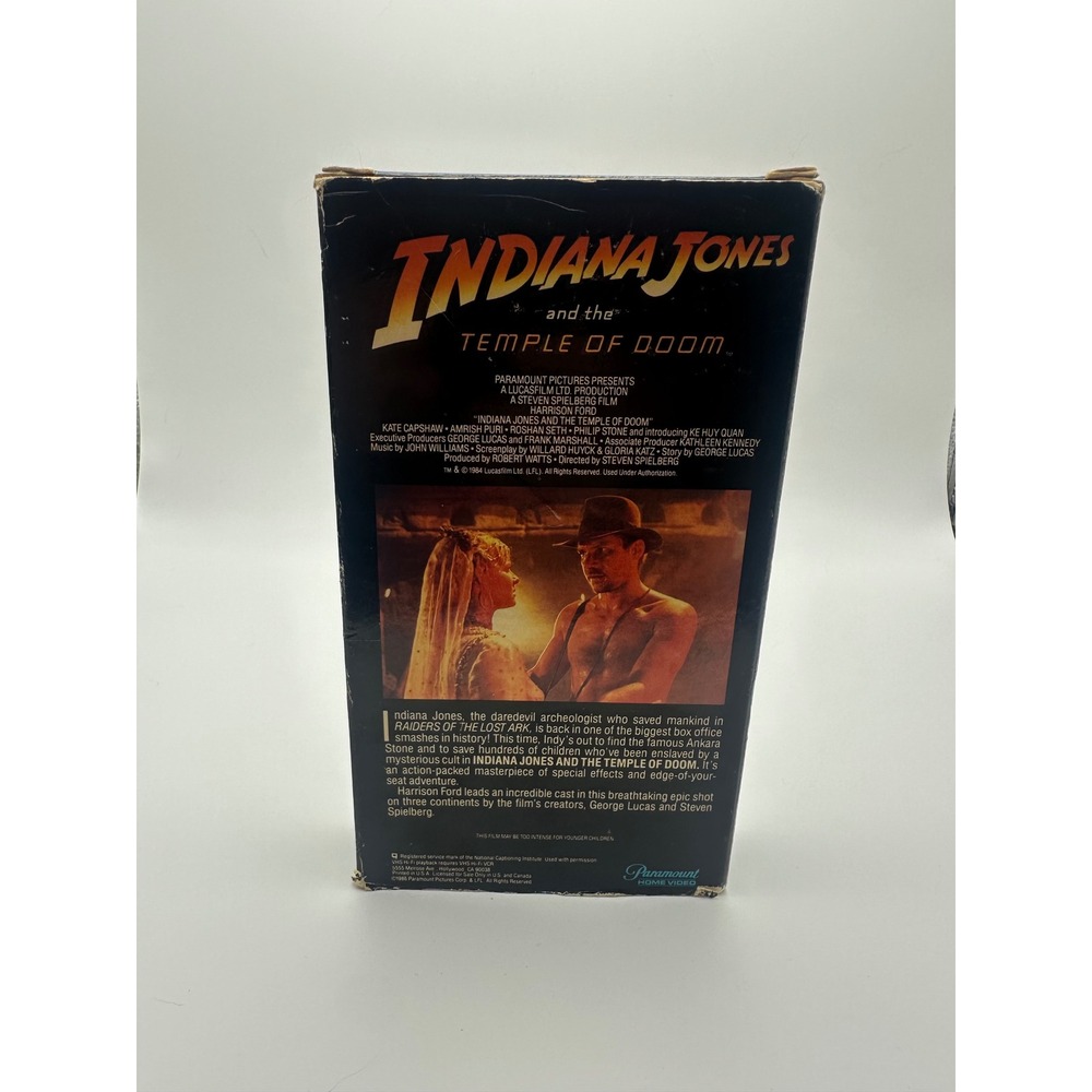 Indiana Jones and the Temple of Doom VHS 1984 Paramount Harrison Ford Movie - Picture 2 of 4